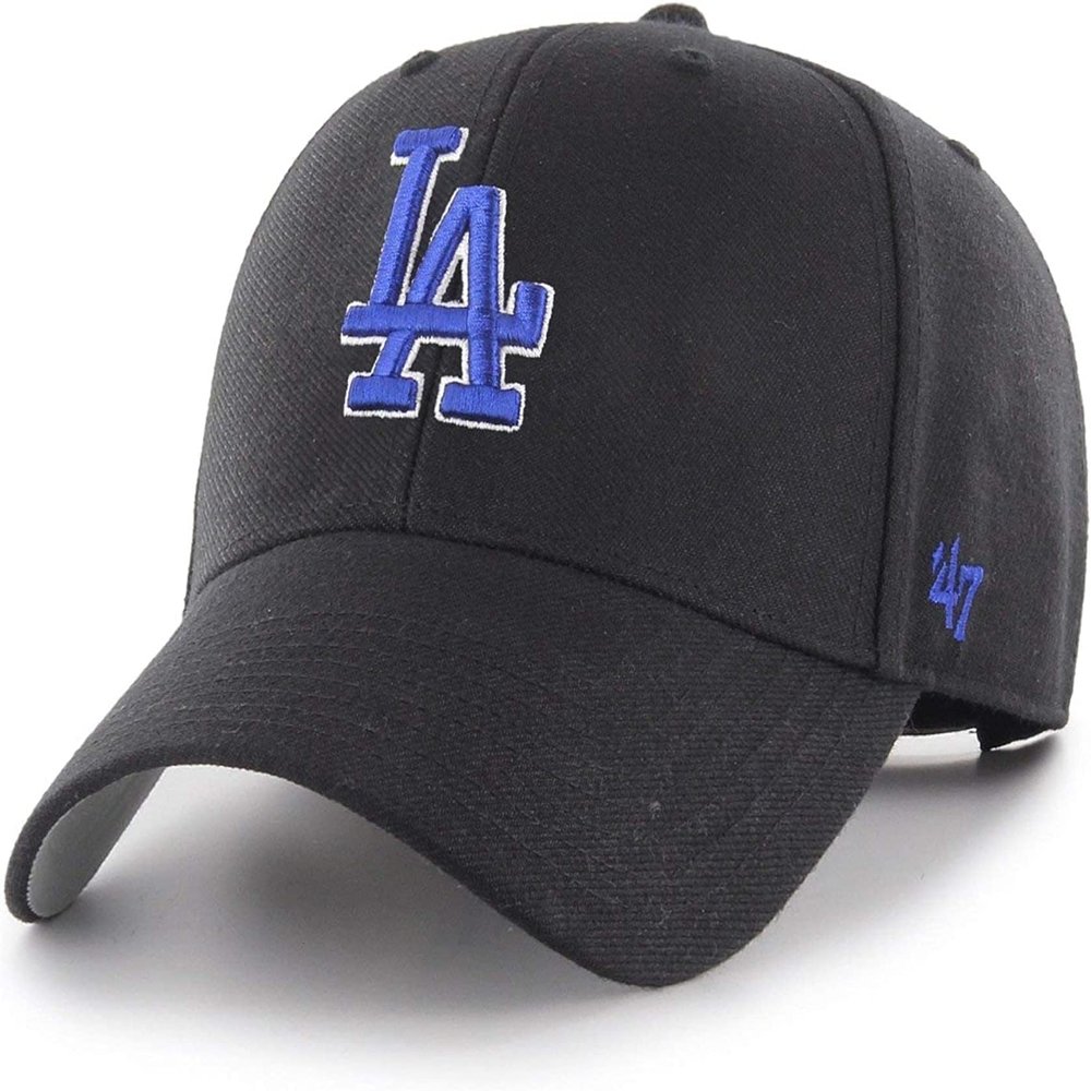 47 MLB Black Team Color Primary Logo MVP Adjustable Structure Hat, Adult One Size Fits All - Los Angeles Dodgers - Black