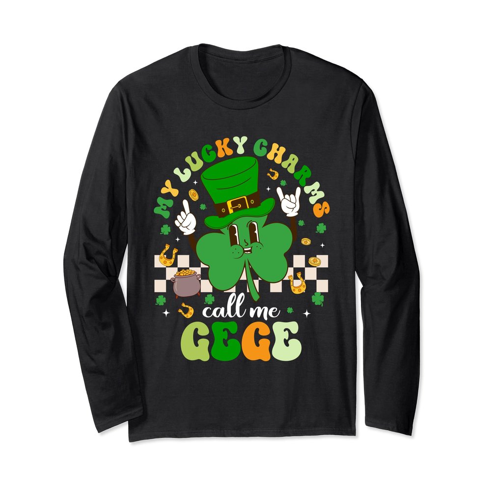 Groovy My Lucky Charms Call Me Gege St Patricks Day Long Sleeve T-Shirt