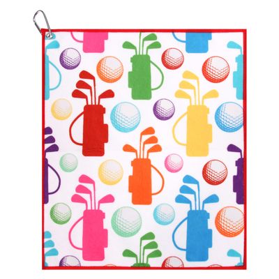 Millie Rose Golf Towels in Multi Fashion Prints - Cute 15x17 inch Microfiber Cotton Sports Towels with Carabiner Clip - Cute Golf Towels, Golf Gifts (Retro Golf)