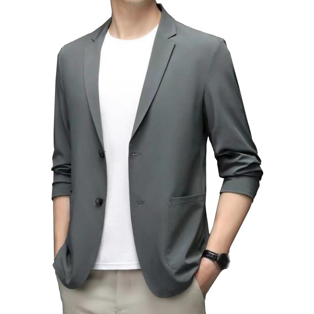 DGHM-JLMY Men Business Two Button Suit Jacket Casual Sport Coat Slim Fit Lightweight Blazer Jacket (5X-Large,Dark Grey)