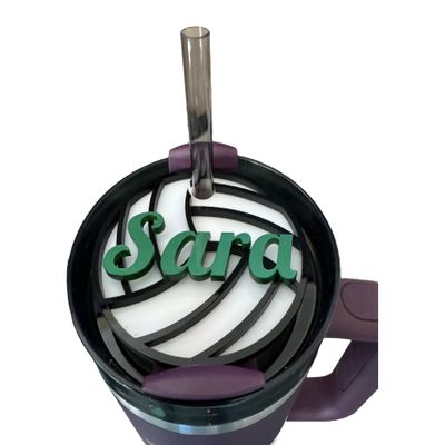 Personalized Stanley Tumbler Name Plates - Colorful - Sports - Customized Name Tag for 20 30 40 Oz Tumblers, Tumbler Lid Topper - Stanley Cup ID Accessories (Volleyball)