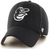 47 Brand MLB Black White Primary Logo MVP Adjustable Structure Baseball Cap Hat, Adult One Size Fits All - Baltimore Orioles Black White view 1
