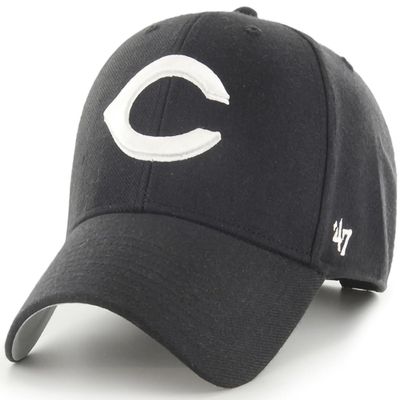 47 Brand MLB Black White Primary Logo MVP Adjustable Structure Baseball Cap Hat, Adult One Size Fits All - Cincinnati Reds Black White