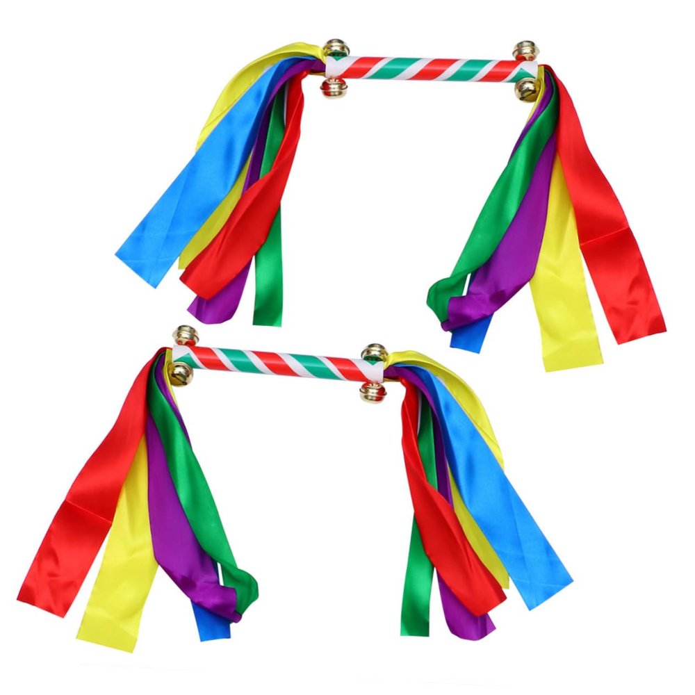 Gogogmee 2pcs Colorful Handheld Cheer Props with Bells for Boys and Girls Eye-catching Pompoms for Cheerleading Gymnastics Dance Competitions and Sports Events Lightweight and Design