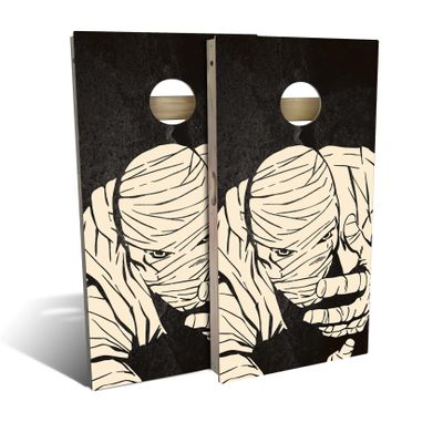 Skip's Garage Mummy Cornhole Set - Backyard 2x4 (Weather Bags) - Include Hole + Edge Lights