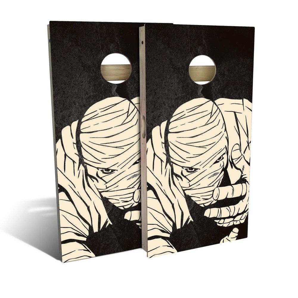 Skip's Garage Mummy Cornhole Set - Backyard 2x4 (Weather Bags) - Include Hole + Edge Lights