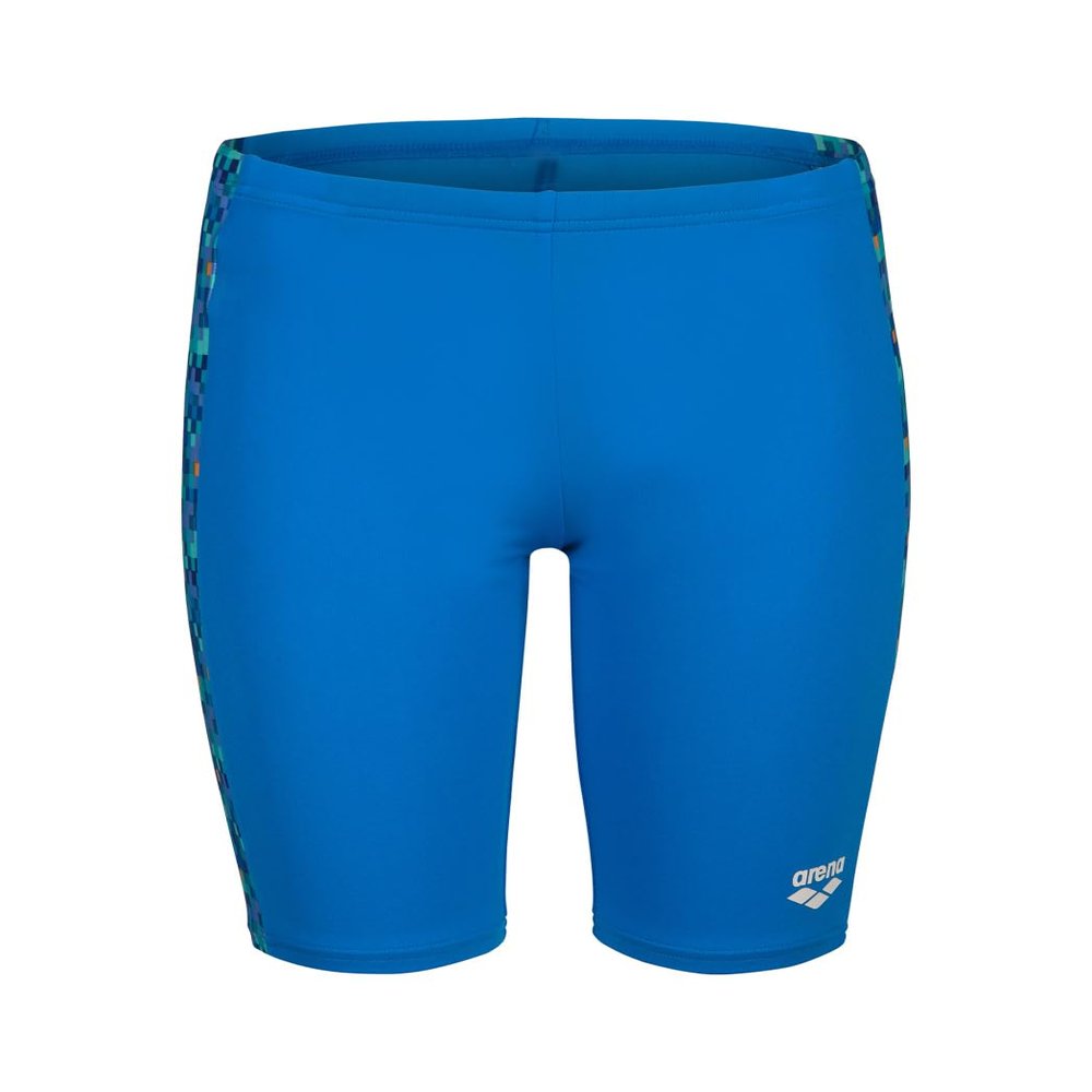 ARENA Performance Boys' Pool Tiles Swim Jammer MaxLife Knee-Length Swimsuit Pool Training Swim Team Competing Kids Bathing Suit, US Size 5Y/22, Blue River/Blue Multi