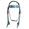 HILASON Western Horse Floral Hand Painted Genuine Leather Headstall Blue view 1