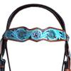 HILASON Western Horse Floral Hand Painted Genuine Leather Headstall Blue view 2