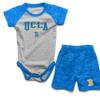 Wes and Willy Baby College Sports Fan Outfit One Piece Snap Suit and Short Set Cloudy Yarn Pattern (UCLA, 18 Months) view 1