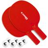 Cannon Sports Unbreakable Table Tennis Paddle Set - 2 Rackets with 6 Pack of 3-Star Table Tennis Balls  Portable Set for 2 Players (2 Red Paddles + 6 White Balls) view 1