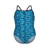 ARENA Performance Girls' Pool Tiles Front-Lined Light Drop Back Swimsuit Pool Training Swim Team Competitions One Piece Bathing Suit, US Size 5Y/22, Black/Blue Multi