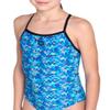 ARENA Performance Girls' Pool Tiles Front-Lined Light Drop Back Swimsuit Pool Training Swim Team Competitions One Piece Bathing Suit, US Size 5Y/22, Black/Blue Multi view 4