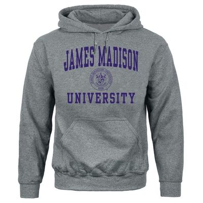 Barnesmith James Madison University JMU Dog Hooded Sweatshirt, Heritage, Charcoal Grey, Small