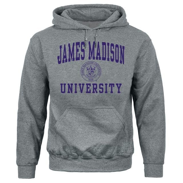 Barnesmith James Madison University JMU Dog Hooded Sweatshirt, Heritage, Charcoal Grey, Small