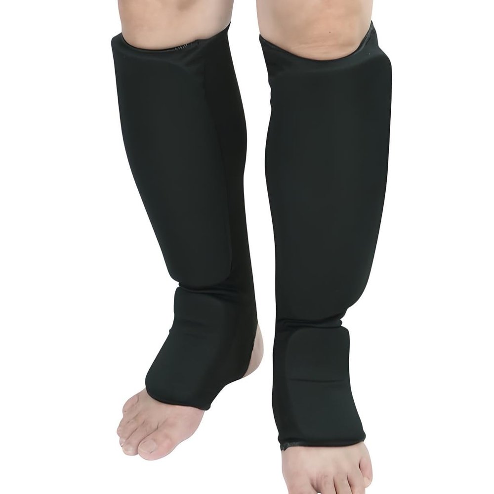 Cloth Shin & Instep Guard for Martial Arts, Taekwondo, Karate Training, Sports (Black, M)