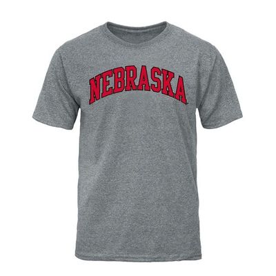 Barnesmith University of Nebraska UNL Cornhuskers Short Sleeve Adult Unisex T-Shirt, Classic, Charcoal Grey, Medium