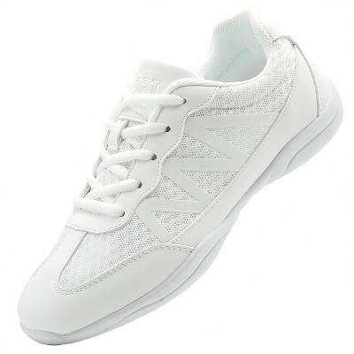 CheeryEase Girls White Cheer Shoes Youth Cheerleading Dance Shoes Breathable Lightweight Athletic Training Sneakers for Competition Sport Big Kid Size 1.5