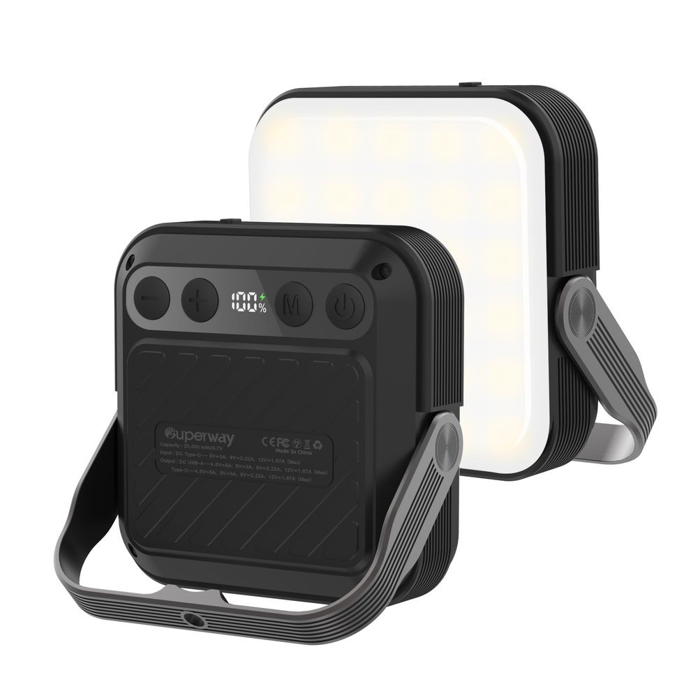 ASWAYKE 20000mAh Rechargeable LED Camping Lantern - 1600LM, QC3.0 22.5W, 4 - Color Switch, IPX5 Waterproof - Perfect for Camping, Hiking & Emergency Situations(Black)
