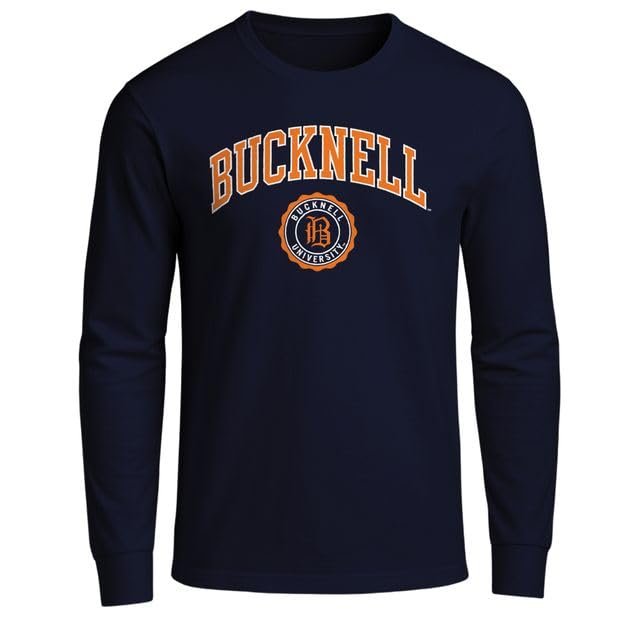 Barnesmith Bucknell University BU Bison Long Sleeve Adult Unisex T-Shirt, Heritage, Navy, X-Large