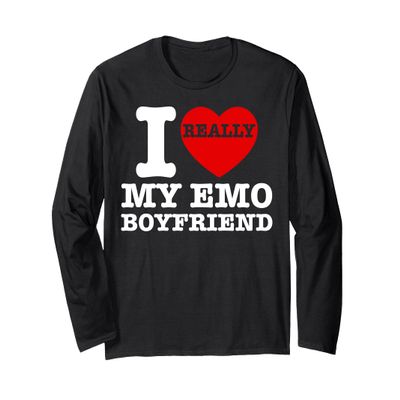 I Love My Emo Boyfriend BF I Heart Boyfriend Eboy Valentines Long Sleeve T-Shirt