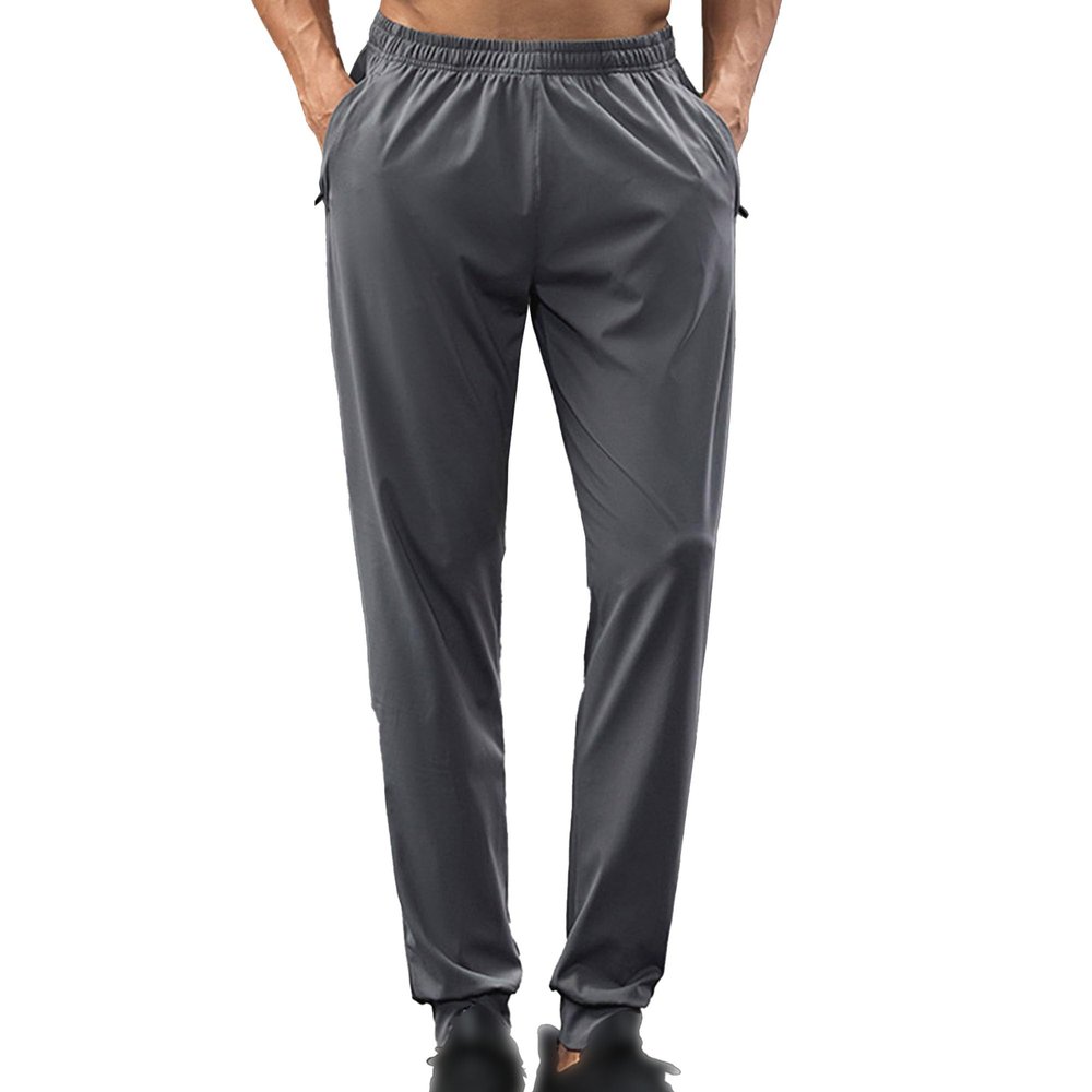 Maiyifu-GJ Mens Sweatpants with Zipper Pockets Lightweight Elastic Waist Hiking Pants Casual Athletic Workout Jogger Trousers (Grey,Medium)