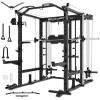 EonfitOmni Eonfit E5 Smith Machine with Vertical Leg Press, Power Cage Squat Rack with LAT-Pull Down Cable Crossover Rotating Arms System Home Gym Equipment All in One (Black, STD) view 1