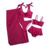Family Matching Swimwear Fashion Print Beachwear Mother Daughter Swimsuits Father Son Swim Trunks Bathing Suit (Girl, Scarlet E, 10-12 Years) view 1