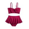 Family Matching Swimwear Fashion Print Beachwear Mother Daughter Swimsuits Father Son Swim Trunks Bathing Suit (Girl, Scarlet E, 4-5 Years) view 3