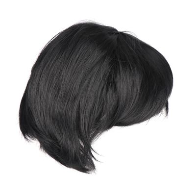 Mikinona Mens Hair Wig Cosplay Wig Natural Black Short Straight Wig for Men Realistic Detail Comfortable Safe Stage Performance Supplies
