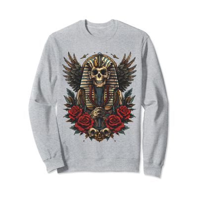 egypt ancient pharaoh with roses jackal tut sphinx egyptian Sweatshirt
