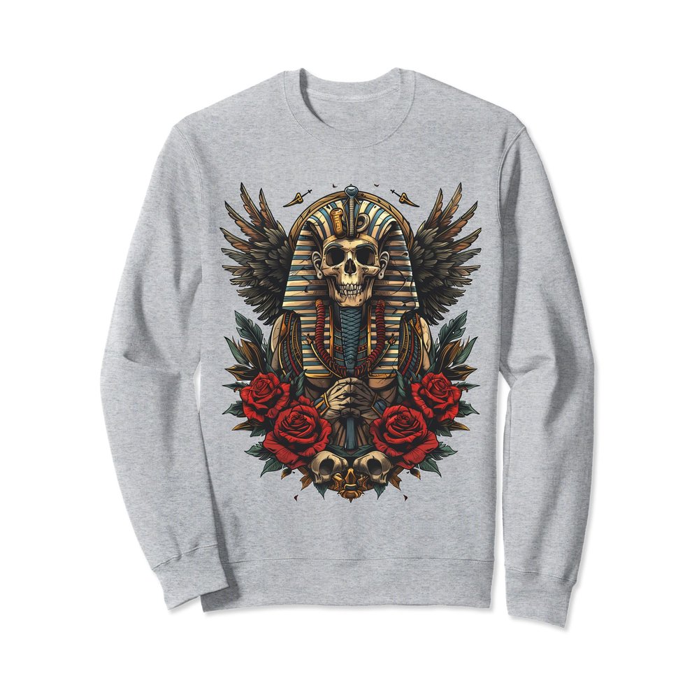 egypt ancient pharaoh with roses jackal tut sphinx egyptian Sweatshirt
