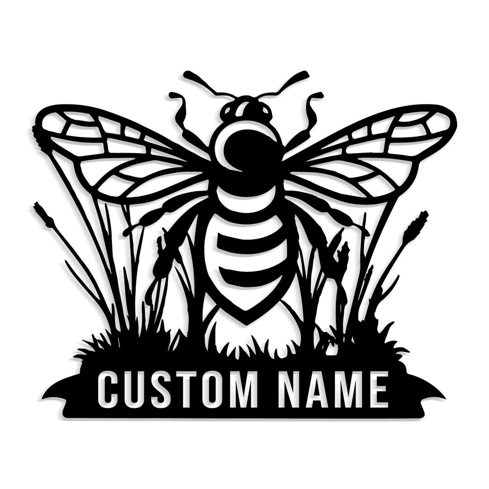 Custom Bee Metal Sign, Bee Monogram Metal Sign Art, Personalized Bee Metal Wall Art, Metal Bee Decor, Bee Garden Decor, Beekeeping Wall Decor, Gardener Beekeeper Gift (Style-6)