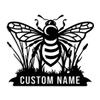Custom Bee Metal Sign, Bee Monogram Metal Sign Art, Personalized Bee Metal Wall Art, Metal Bee Decor, Bee Garden Decor, Beekeeping Wall Decor, Gardener Beekeeper Gift (Style-6) view 1