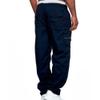 Mens Casual Drawstring Joggers Pants Multi Pockets Cargo Sweatpants Stretch Elastic Waist Athletic Hiking Trousers (Dark Blue,Medium) view 2