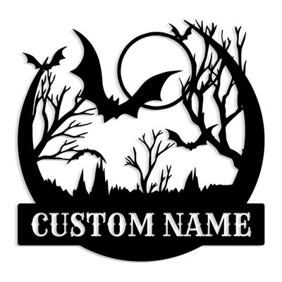 Made of bat metal signs, bat home decor, bat metal wall art, bat monogram, metal name sign, bat wall art decoration, halloween decoration, halloween, bats (Style-4)