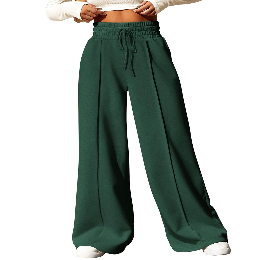 BTFBM Women's Sweatpants High Waisted Athletic Joggers Baggy Lounge Sweatpants Loose Wide Legs Pants(Solid Army Green,Medium)