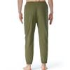 Maiyifu-GJ Mens Cotton Linen Drawstring Pants Elastic Waist Lightweight Sweatpants Summer Casual Loose Jogger Long Trousers (Army Green,Large) view 2
