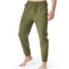 Maiyifu-GJ Mens Cotton Linen Drawstring Pants Elastic Waist Lightweight Sweatpants Summer Casual Loose Jogger Long Trousers (Army Green,Large) view 3