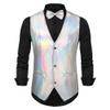 DGHM-JLMY Mens Vest Tie Set Waistcoat for Suit or Tuxedo Wedding Party Formal Dress Waistcoat for Suit or Tuxedo (XX-Large,Silver) view 1