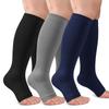 CTHH 3 Pack Open Toe Compression Socks for Women & Men, Toeless Knee High Stockings for Circulation Support, Black Gray Navy Large-X-Large view 1