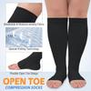 CTHH 3 Pack Open Toe Compression Socks for Women & Men, Toeless Knee High Stockings for Circulation Support, Black Gray Navy Large-X-Large view 3
