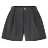 KIRUNDO Shorts for Women Dressy Casual Summer Elastic Waist in The Back Pleated Wide Leg Tailored Work Trouser Shorts (Dark Grey, XX-Large) view 1