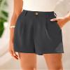KIRUNDO Shorts for Women Dressy Casual Summer Elastic Waist in The Back Pleated Wide Leg Tailored Work Trouser Shorts (Dark Grey, XX-Large) view 3