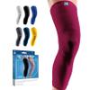 LP SUPPORT 667 Compression Sleeve Leg Full Length for Sports, Cycling, Running, Basketball, for Men & Women (Burgundy, L, 1pc) view 1