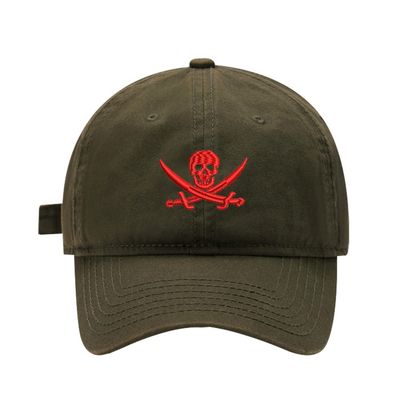 Juiwuerqi Mens Baseball Caps Pirate Skull Embroidered Washed Cotton Adjustable Outdoor Dad Hats for Men (7 1/2,Green)