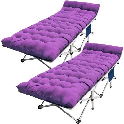 Faysore 2-Pack Camping Cot Cots for Sleeping with Mattress Cots for Camping for Adults with Camfortable Pad Heavy Duty Camping Bed with Carry Bag Folding Cot for Hiking Home Office Nap Vacation