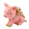 LiuliuBull Pig with Bow Animal Figurine Jewelry Trinket Box Ring Holder Storage Statue Collectible Ornament