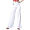 NineFit Basics Spring Autumn Womens High Waist Wide Leg Pants Solid Color Button Decoratio Loose Office Lady Fashion Casual Trousers, Medium, White Shuangpaikou view 1