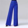 NineFit Basics Spring Autumn Womens High Waist Wide Leg Pants Solid Color Button Decoratio Loose Office Lady Fashion Casual Trousers, Medium, White Shuangpaikou view 2